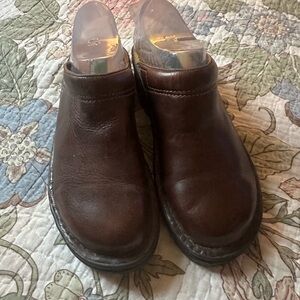 Brown Leather Women's Clog Mules